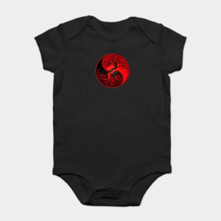 Red and Black Tree of Life Yin Yang Baby Bodysuit